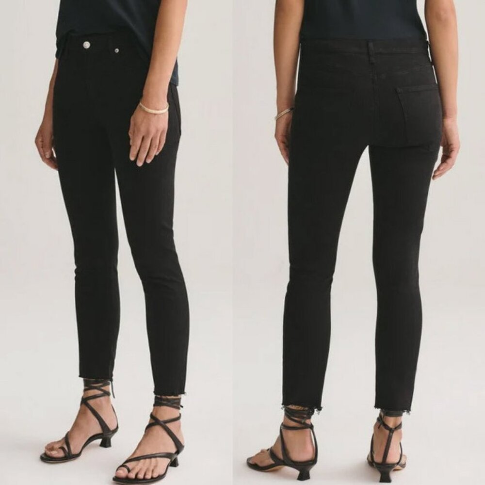 Agolde Sophie Crop High Waist Rise Skinny Jean Black Size 27 Stretchy Comfy $158
